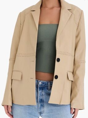 NWT Whipstitch Faux Leather Blazer